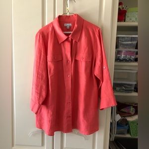 Kim coral 100% linen shirt